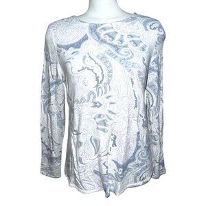 Chicos Size Medium (1) Long Sleeve Paisley Print Top Lightweight Stretchy Fabric